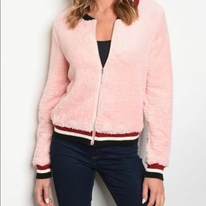 Pink Fleece Bomber Jacket